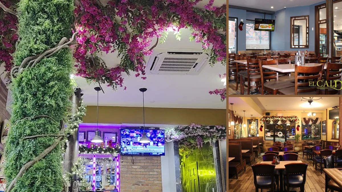Dominican restaurant interior with simple seating.